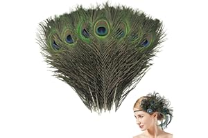 BrKern 20 Stück Natürliche Pfauenfeder 25-32CM, Federn Pfau Deko Pfauenfedern Deko für Hochzeit, Party, Kostüm, Dekoration, Federn zum Basteln, DIY