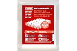 ‎MATTI-BAG Matti-Bag Matratzenhülle 90 x 200 cm - 30 cm Höhe mit Reißverschluss Zipper, Blickdicht, extra reißfest 120µ für Matratze Transport, Umzug, Lagerung