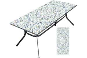 WALARKY Tablecloth for Folding Table Rectangular Tablecloth Islam Arabic Indian Ottoman Motifs Plastic Tablecloth for 6 Foot Tables Waterproof Tablecloth for Party Birthday Wedding Picnic Camping Outdoor