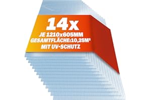 GARDEBRUK® 14x Doppelstegplatten 4mm Zuschneidbar 121x60,5cm Polycarbonat 10,3m² UV-beständig Klar Hohlkammerplatten Gewächshaus Platten Stegplatten