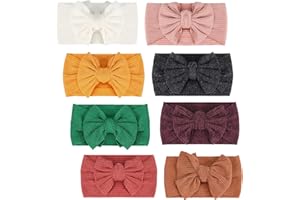 Makone 8 Diademas para Niña Bebe, Elástico Nailon, Lazo Turbante Bebe Cinta Pelo Bebe Niña Recién Nacidos Felpas Vendas Cintillos Bebé Accesorios