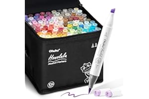 Ohuhu Markery Alkoholowe 104 Kolorów, Trwałe Flamastry Podwójna Końcówka Pędzel & Dłuto dla Artystów Do Szkicowania Ilustracji i Kolorowania Seria Honolulu