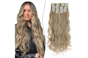 55cm SEGO 12-częściowy klip przedłużający z 22 klipsami do włosów Syntetyczny Wygląda naturalnie kręcone włosy Niewidoczne faliste (Sandy Blond Mix Wybielacz Blond, 180g)