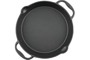 BBQ-Toro Poêle à griller en fonte, à 2 poignées et 2 becs verseurs, poêle de service