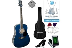 Stretton Payne Acoustic Guitar Full Size Dreadnought 41 Inch Steel String Package D1 - Includes Everything a Beginner Needs To Get Started Playing Guitar - Blue