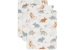 Jollein 536-848-67100 tvättlappar/tvätthandskar set om 3 Dino – Roarsome (15 x 20 cm)