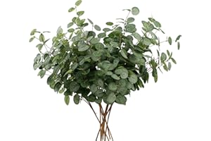 HNVNER 6 Bunches Eucalyptus Artificial Flowers, Artificial Eucalyptus Stems Leaves Branches Faux Silk Artificial Plants Green Foliage Greenery for Flower Arrangement Home Wedding Party Decoration