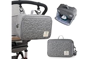 FAUXPONT Sac de Rangement pour Poussette - avec bandoulière à utiliser comme sac fourre-tout, Sac multifonctions pour bébé, avec 2 Crochets, pour les Produits Pour bébé, Grand Capacité, Universel