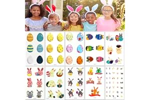 WOWTLMY Easter Temporary Tattoos for Kids 10 Sheets Easter Tattoo Stickers for Kids Bunny Egg Cartoon Tattoo Stickers Waterproof Temporary Tattoos for Boys Girls Easter Party Decoration