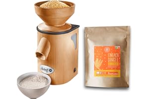 ‎MOCKMILL Getreidemühle Mockmill Lino 200 | Made in Germany | Edelkorund und Keramik Mahlstein | frisches Mehl | (Lino 200 + 2,5 kg Bio Dinkel)