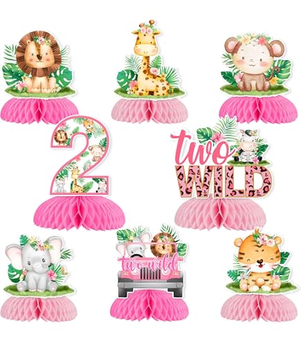 Centre De Table Decoration Déco Anniversaire Safari - 8 Centres De Table Nid D'abeille - Jungle Decoration Anniversaire Animaux