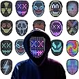 OYDAS Halloween LED Mask with Gesture Sensing Transforming,halloween costume Light Up Luminous Digital Glow Mask for Halloween Rave Dj Party Masquerade