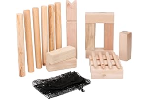 Eddy Toys Kubb Game - Kubb - échecs viking - bois - avec sac de rangement - petit