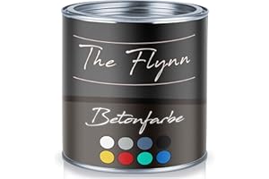 The Flynn Betonfarbe hochwertige Fassadenfarbe elastische Kunststoffbeschichtung ohne Grundierung Boden Wand Beton Putz Zement Mauerwerk Stein (10 L, Schwarz (RAL 9005))