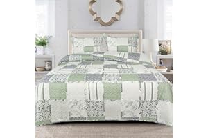 B&B Bedspread Single Bedding Set - Green Flower Tree Branch Design 100% Cotton Comforter Set - Sofa Bed Throw for Bedroom Living Decor OLIVE (Des 1)