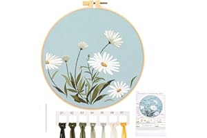 JSRQT Kit de Inicio de Bordado, Kit Bordado Principiantes con Instrucciones de Floral Patrón, Kit Punto de Cruz Niños Bordar a Mano Kit, Cross Stitch a Mano Hilos de Colores y Herramientas