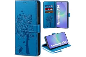 EASDNB Handyhülle für Samsung Galaxy A36 5G Hülle, Flip Lederhülle Wallet Case mit [3 Kartenfächer] [Magnet] [Ständer] Premium Leder Prägung Schutzhülle Klapphülle für Samsung Galaxy A36, Blau