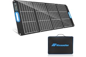 Nicesolar 100W Pannello Solare Pieghevole Monocristallino Portatile con Doppia USB PD65W IP67 per Laptop e solari alimentazione deale per case mobili, casette da giardino (M 3-100W Pieghevole)