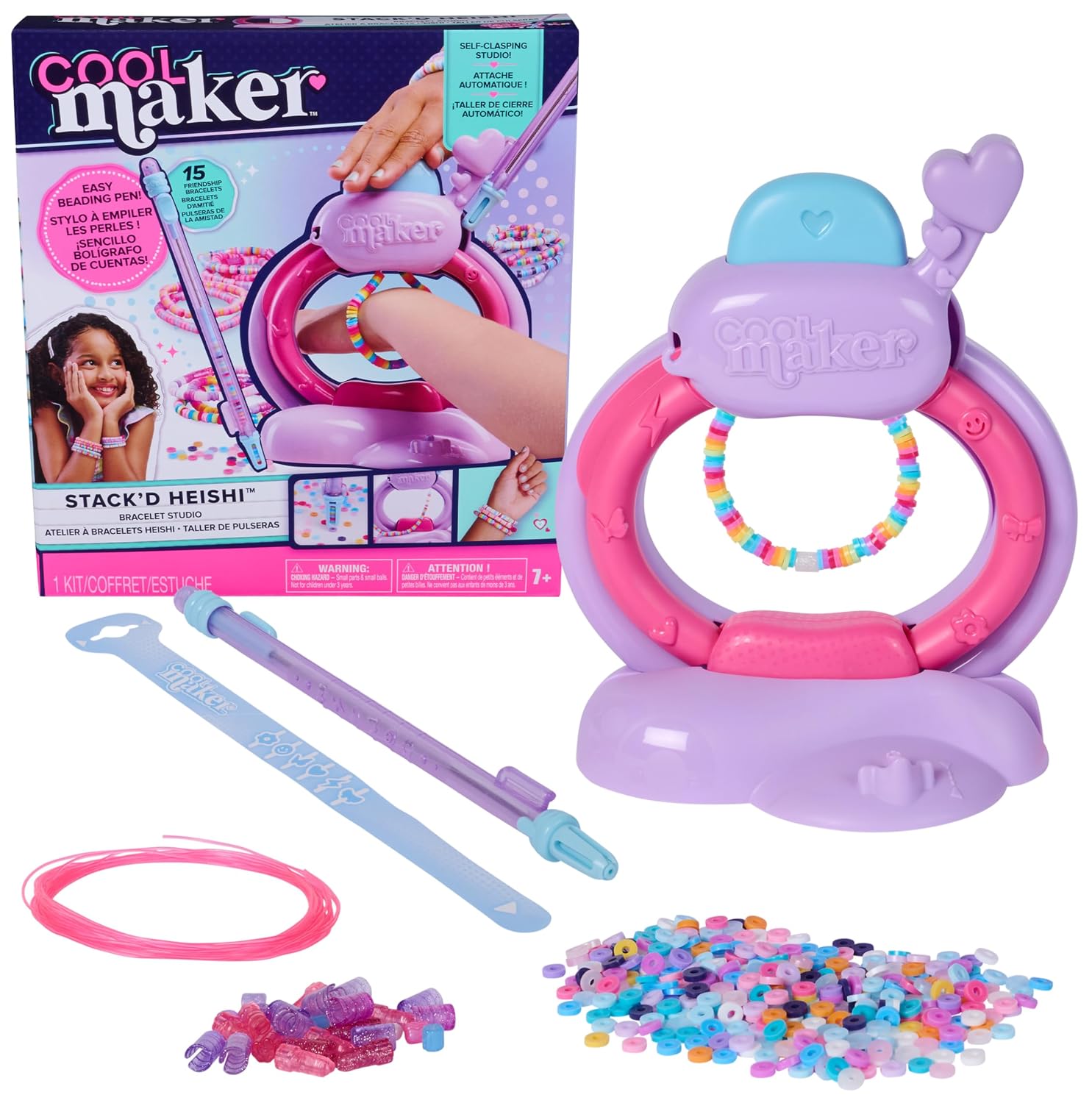Cool MAKER Kit Estudio Creativo para Hacer Pulseras Heishi +1200 Cuentas | Kit de fabricación de pulseras con más de 1200 cuentas Heishi y cierre automático. Ideal para manualidades niños +7 años.