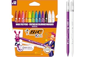 ‎BIC BIC Kids 9202962 Zauberstifte Colour & Erase, 12er Set, Filzstifte mit Zauber-Effekten, Auswaschbare Stifte für Kinder