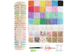 Ciusdkler 24 Colors Clay Beads Bracelet Making Kit, 8000 Pcs Clay Bead Set, Beads for Jewelry Making, Bracelet Letter Beads for Necklace Earrings Bracelet Jewellery Making DIY Crafts