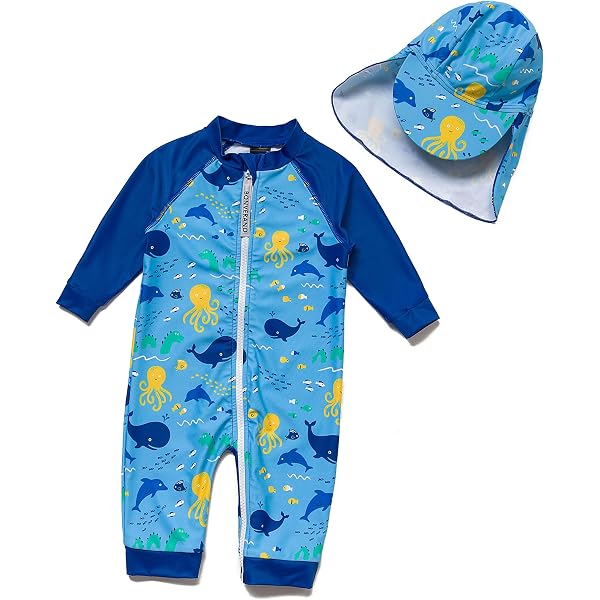 UMELOK Maillot De Bain Bébé Fille Anti-UV UPF50+ – Une Pièce Avec Bouton-Pression + Chapeau Inclus