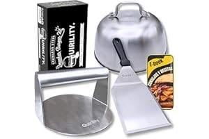 Quirility - Smash Burger Kit Profesional Premium de Acero Inoxidable con Certificado EU Contacto con Alimentos - Smasher Hamburguesa - Prensa Hamburguesa (Pro (3 Piezas))