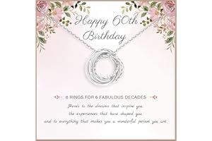 PRETOLE Birthday Gifts for Women 925 Sterling Silver Birthday Necklace 2 3 4 5 6 7 Decade Interlocking Circles Necklace Happy 20th 30th 40th 50th 60th 70th Birthday Necklaces for Daughter Mom Birthday Jewelry