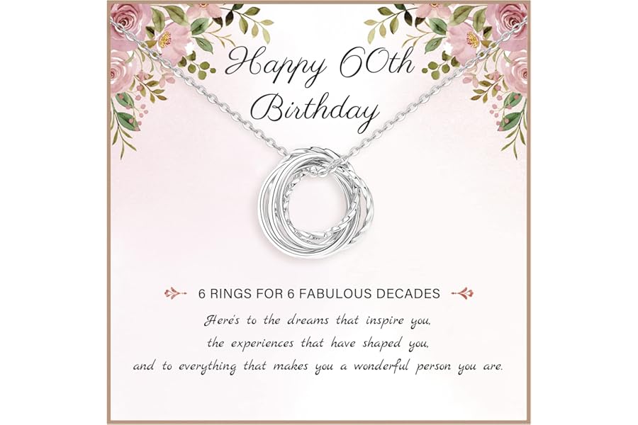 Birthday Gifts for Women 925 Sterling Silver Birthday Necklace 2 3 4 5 6 7 Decade Interlocking Circles Necklace Happy 20th 30th 40th 50th 60th 70th Birthday Necklaces for Daughter Mom Birthday Jewelry