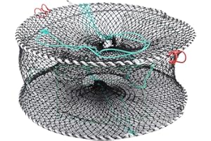 ALVINLITE Piège à Crabe à Trois entrées, Grand piège à écrevisses Portable Pliable pour crabes Bleus, appâts de Crabe, Homard, écrevisses, crevettes, Filet de Poisson 17,7 po x 7,9 po (45 cm x 20 cm)