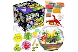 Original Stationery Kit de Terrario de Dinosaurios CREA Tus Propios Cristales, Kit de Cultivo de Cristales Todo en 1 con 2 Figuras de Dinosaurios y Semillas de Cristales Regalos Niños