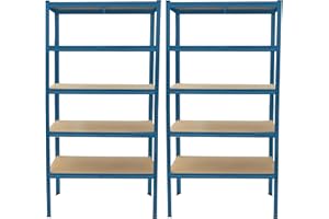StoreRack Garage Storage Shelves, Set of 2, Storage Racking and Shelving, Heavy Duty Shelving Unit, Shed Racking, Metal Shelving, 5 Tier Shelving Unit, 180 x 90 x 30 – Blue