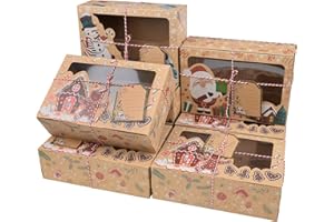 KEYIDO 12 szt. pudełek prezentowych, pudełka na ciasteczka świąteczne z okienkiem, puste pudełka świąteczne na prezenty, słodycze, ciasto, babeczki, pudełka świąteczne na smakołyki, ciasteczka, jedzenie