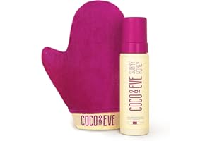 ‎COCO & EVE Coco & Eve Sunny Honey Deluxe Selbstbräunerset (Dark) - Bali Bräunungsmousse mit Samthandschuh zum Auftragen von Selbstbräuner und Transportbeutel. Selbstbräunungsmousse