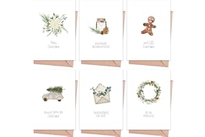 MAFAB PRODUCTS Weihnachtskarten mit Umschlag Set (12 Stück) - A6 Klappkarten für Weihnachten - Christmas Postkarte mit Umschlägen für deine Weihnachtsgrüße - Coole Weihnachtspostkarten mit und ohne Sprüche