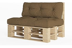 ‎CHILLY PILLEY chilly pilley® Palettenauflage UV Wasserabweisend Leinenoptik Schaumflocken Palettenkissen auf Palettensofa Palettenpolster auf Palettenmöbel Rückenlehne Sitzkissen (2er Set Braun)