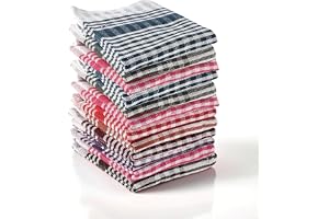 Heart Home Pack of 12 Cotton Kitchen Cloth/Napkins Fridge, Table, Kitchen Platform Cleaning & Roti Napkins 12x22 Inches Multicolor