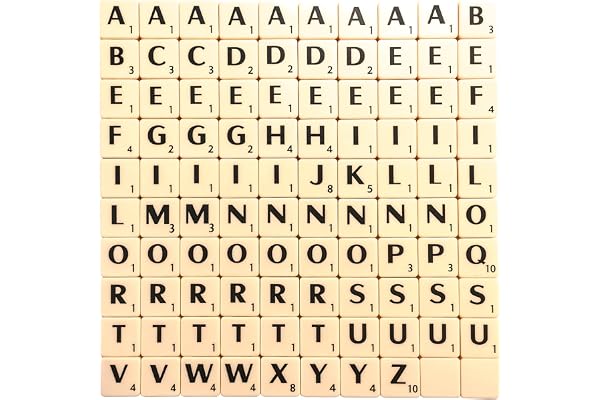 Trimming Shop Plastique Ivoire Tuiles avec Noir Lettres & Numéros pour Arts et Loisirs Créatifs Scrapbooking Planche Jeux Pièce de Rechange et Bijoux (1.9cm, 100pcs)