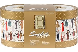 Simplicity Boîte de Rangement Vintage pour Couture avec notions Beige, Carton, Multicolore, Taille Unique