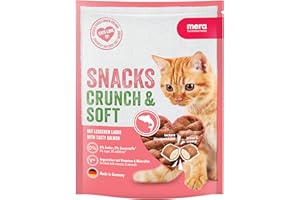MERA Crunch & Soft z łososiem, 200 g pysznych smakołyków dla kotów, pożywna przekąska dla kota pełna witamin i minerałów, chrupiąca poduszka z kremowym wypełnieniem