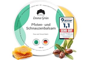 Emma Grün® Pfotenbalsam 100ml - Regeneriert & Stärkt Rissige Tiernasen & Pfoten - Mit Jojoba, Propolis & Bienenwachs - Natürlicher Pfotenschutz & Pfotenpflege - Hundepfoten Balsam Made in Germany