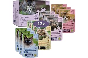 Bozita Bitar i sås med kött multibox 12 x 85 g påse – våt mat för katter i en portionspåse