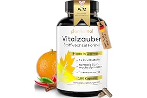 ‎PLANTOMOL 19-fach Stoffwechsel Komplex - 180 Stoffwechsel Kapseln mit Bitterstoffen wie Ingwer Grüner Tee Artischocken-Extrakt & Mariendistel-Extrakt - 3 Monatsvorrat