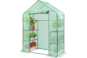 VIVOSUN Gewächshaus 143x73x195 cm Foliengewächshaus mit 4 Regalen, 3 Ebenen, ideal für Tomaten, Blumen und Pflanzen auf Garten, Balkon oder Terrasse
