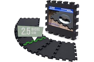 ‎BODENMAX BodenMax® Eva Puzzlematte 2,5 cm extra dick – 150 % mehr Schutz – Fitnessmatte Bodenschutzmatte rutschfest – 32x32 cm – 6/18/36 Teile – für Heimtraining, Fitnessgeräte & Garage