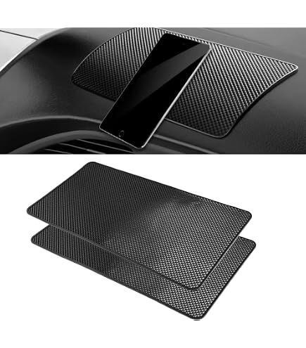 Tapis Anti-Glisse Tableau De Bord - Lot De 3 - Silicone Adhésif - Pour Téléphone, Lunettes, Clés - 100x90mm - 9