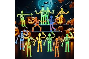 WORAHROE 12 piezas de esqueleto de Halloween para hombre, juguete inquieto, esqueleto luminoso, juguete transformable de Halloween, brilla en la oscuridad, regalos de fiesta de Halloween, 6 colores