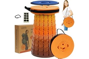 ALEVMOOM Upgraded XXL 50CM Collapsible Stool with Cushion, Telescopic Folding Stools for Adults Max Load 450KG, Retractable Portable Seat for Camping Fishing Hiking BBQ Outdoors