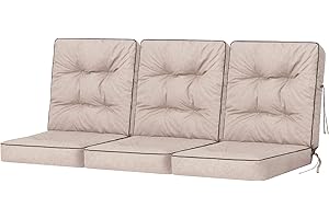 BJIRD Cuscino per Panchina - Cuscini Morbidi per Seduta e Schienale, Cuscino per panche da giardino a dondolo, Cuscino per panca altalena Hollywood - 150 cm (3 x 50 cm) - beige