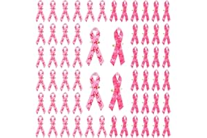 CRAFFANCY 200 PCS Pins Octobre Rose, Pin's Ruban Octobre Rose Épingles pour La Sensibilisation au Cancer du Sein Broche en Satin Mélangé avec Motif,pour Accessoires Décoration de Événement